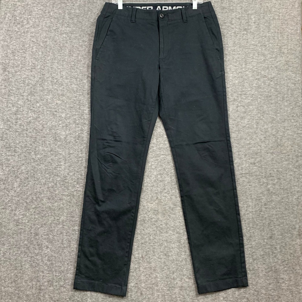 Under Armour UA Golf‎ Pants Mens Size 34x34 Black Slim Flat Front Chino